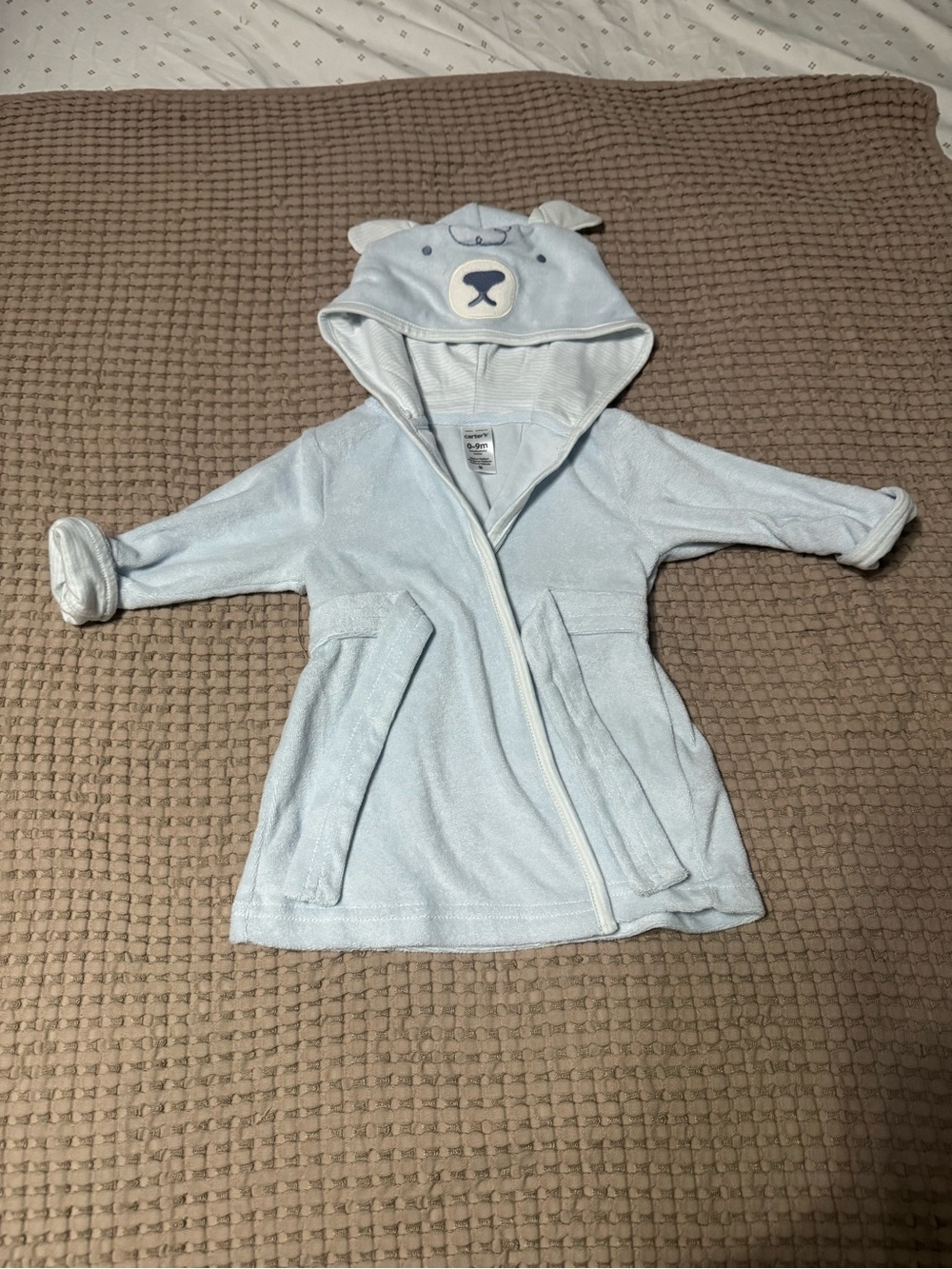 Carter's Light Blue Bear Hooded Bath Robe